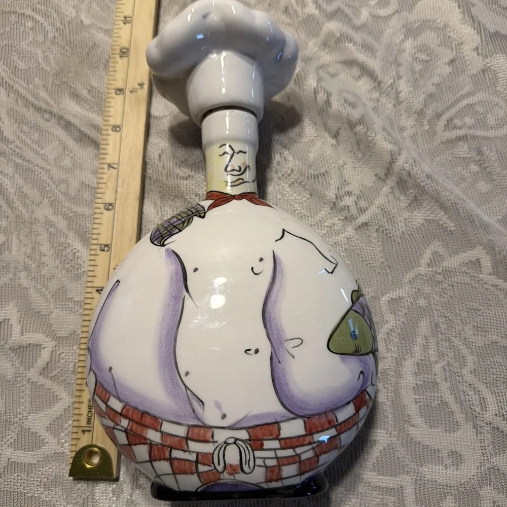 Chef Bottle Whimsy Oil/Vinegar Decanter By Carrie Olsen Garrard Italy Dopamine